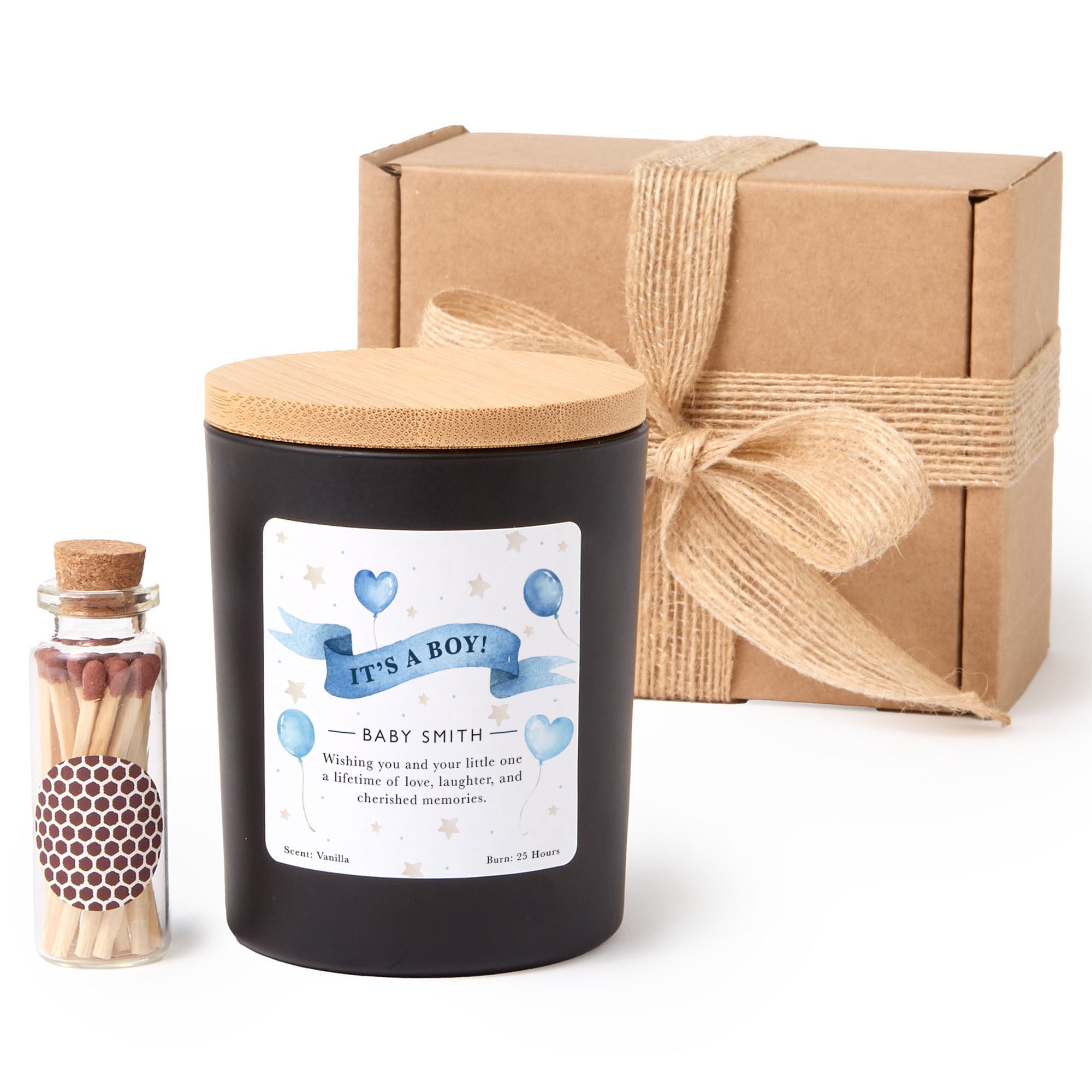 Personalized New Baby Candle, It’s a Boy Gift for New Parents or Baby Shower, Custom Name Keepsake