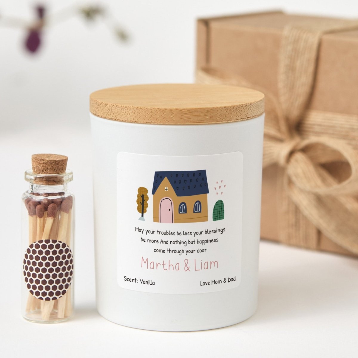 Personalized New Home Candle Gift, Housewarming Keepsake for Couple Family Friend or First Place Celebration