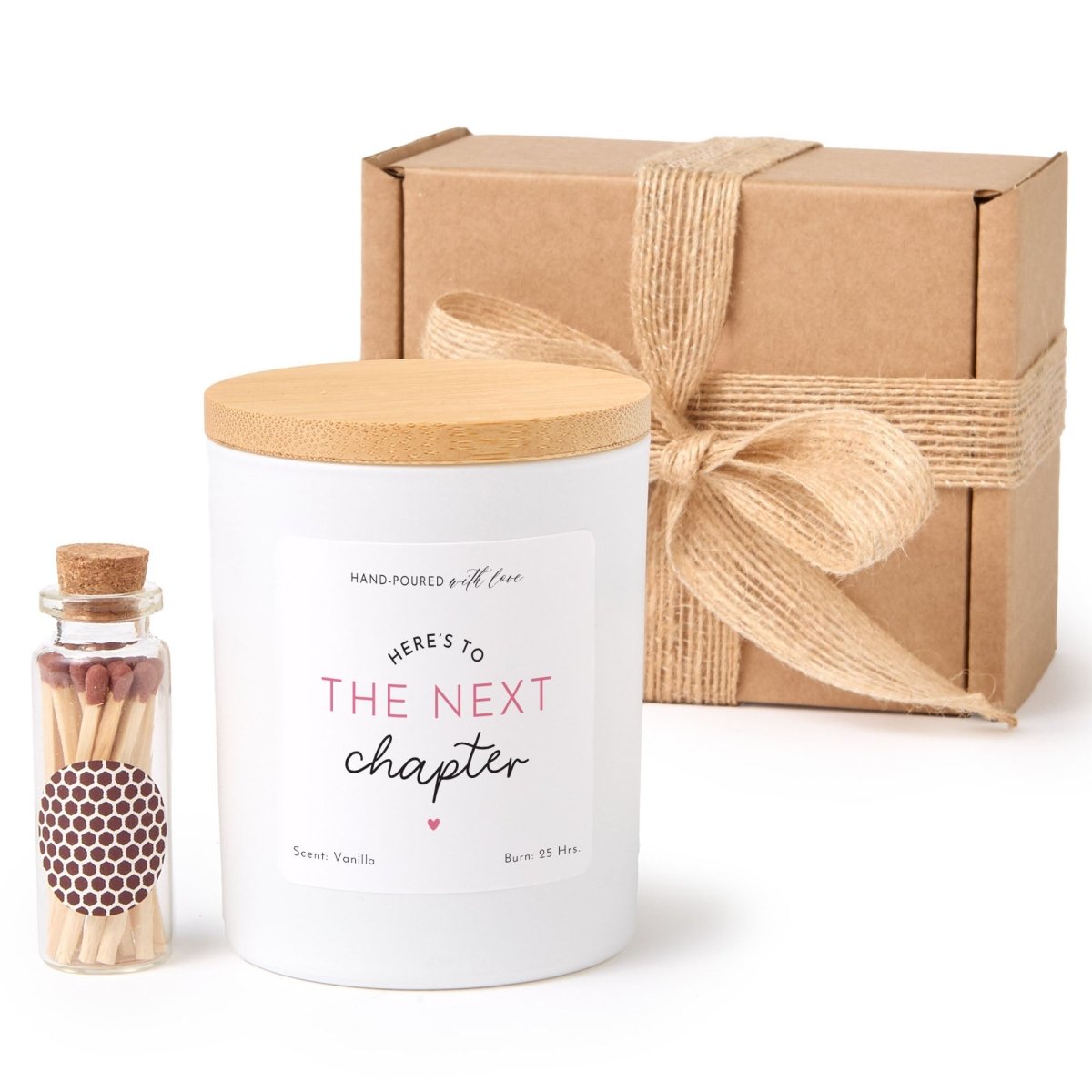 Personalized Next Chapter Candle Gift, Elegant Couple Keepsake for Engagement Wedding or New Beginning with Matches