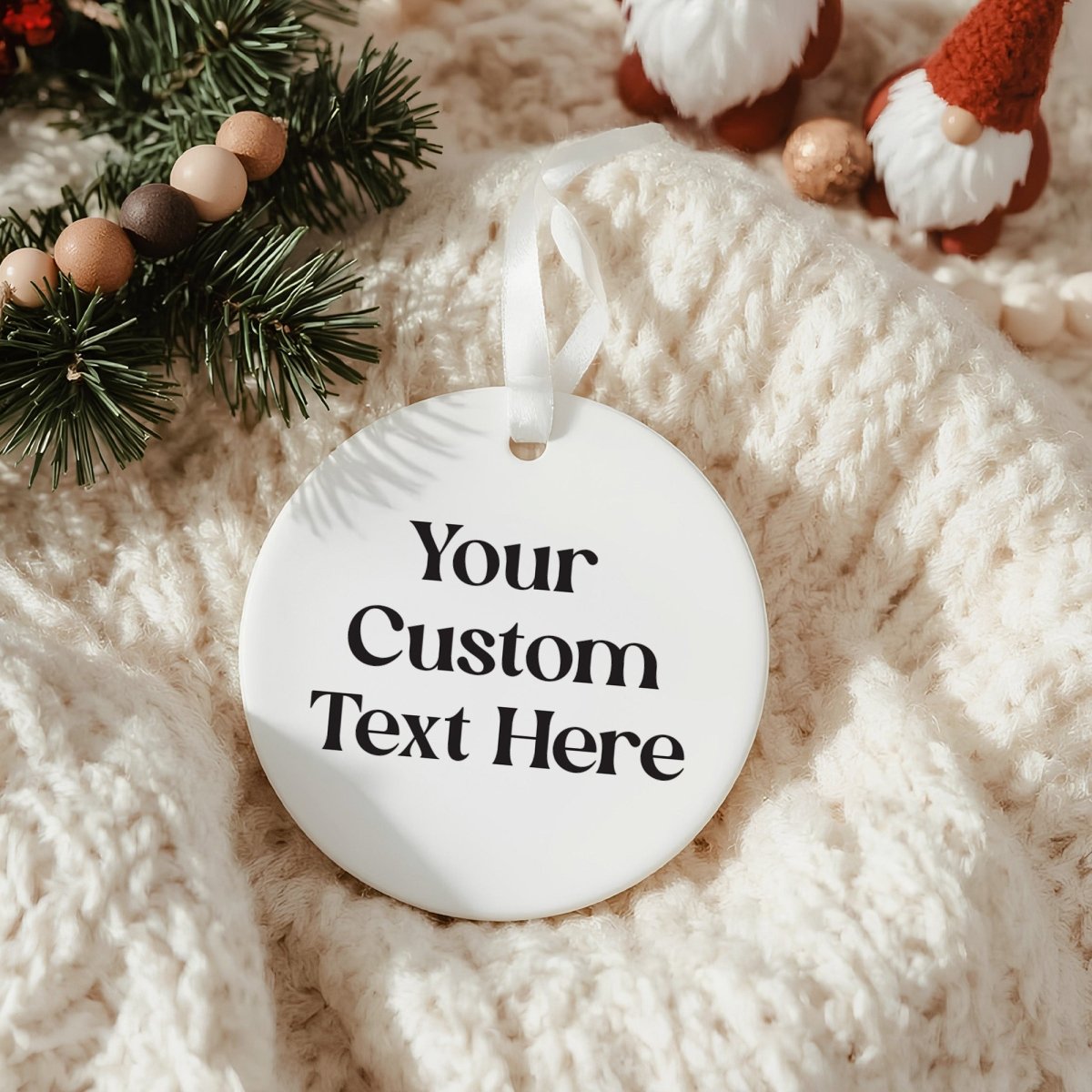 Personalized Soy Wax Candle & Ceramic Ornament, Custom Text, Any Occasion Gift in Ribboned Box