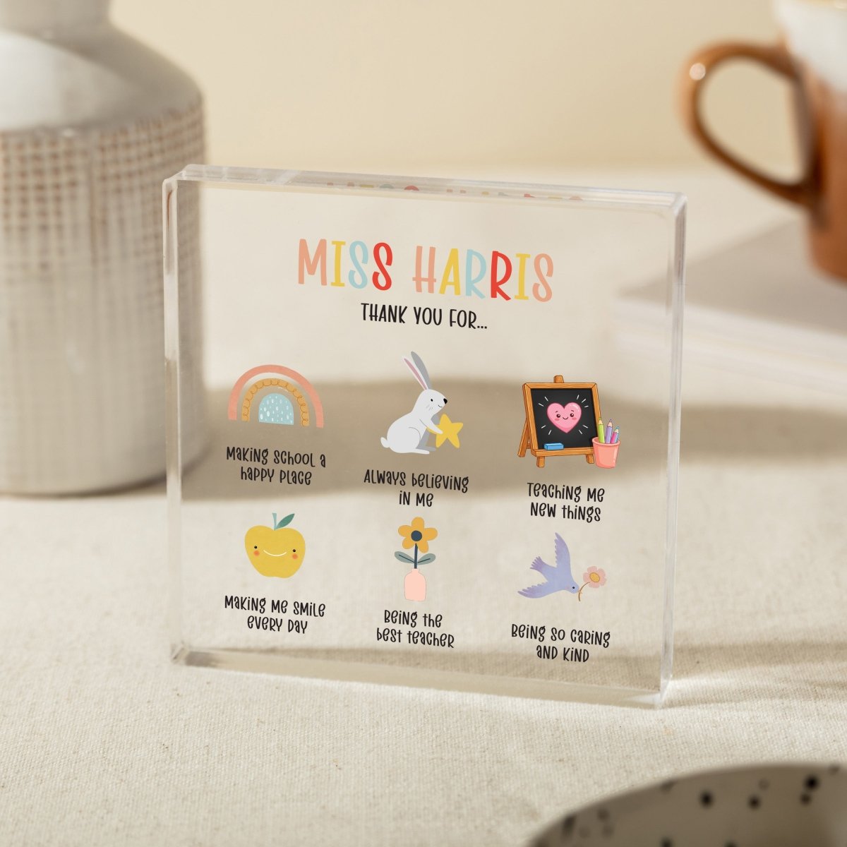 Personalized Teacher Acrylic Plaque Gift, Thank You Keepsake, Custom End of Year School Appreciation Decor