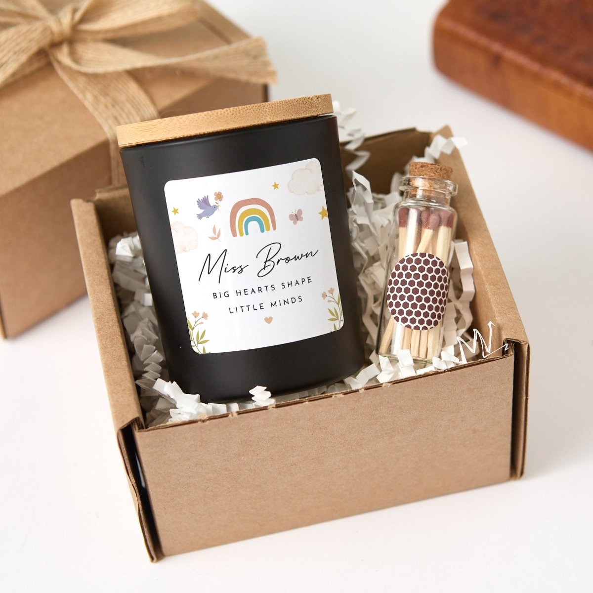 Personalized Teacher Appreciation Candle Gift, Preschool or Kindergarten Thank You Present, Big Hearts Shape Little Minds