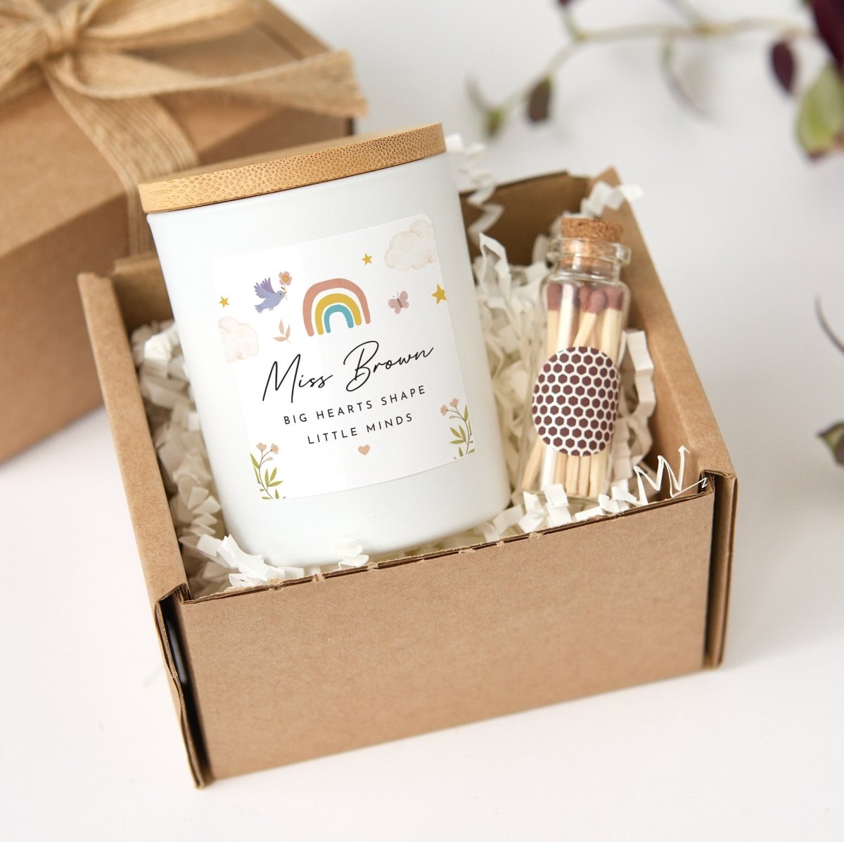 Personalized Teacher Appreciation Candle Gift, Preschool or Kindergarten Thank You Present, Big Hearts Shape Little Minds