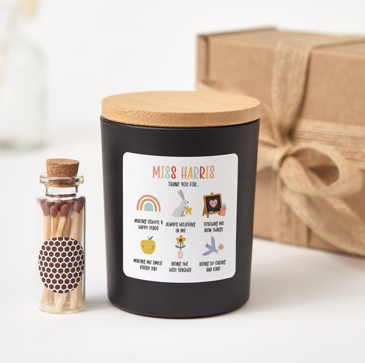 Personalized Teacher Candle Gift, End of Year Thank You Present for Classroom Teacher, Cute School Appreciation Keepsake