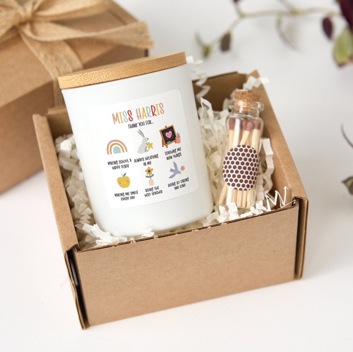 Personalized Teacher Candle Gift, End of Year Thank You Present for Classroom Teacher, Cute School Appreciation Keepsake