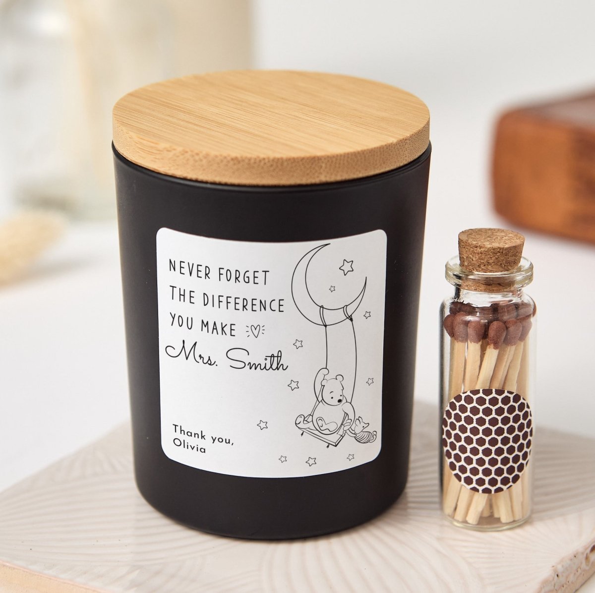 Personalized Teacher Thank You Candle Gift, Difference You Make Appreciation Present for Preschool or Elementary Teacher