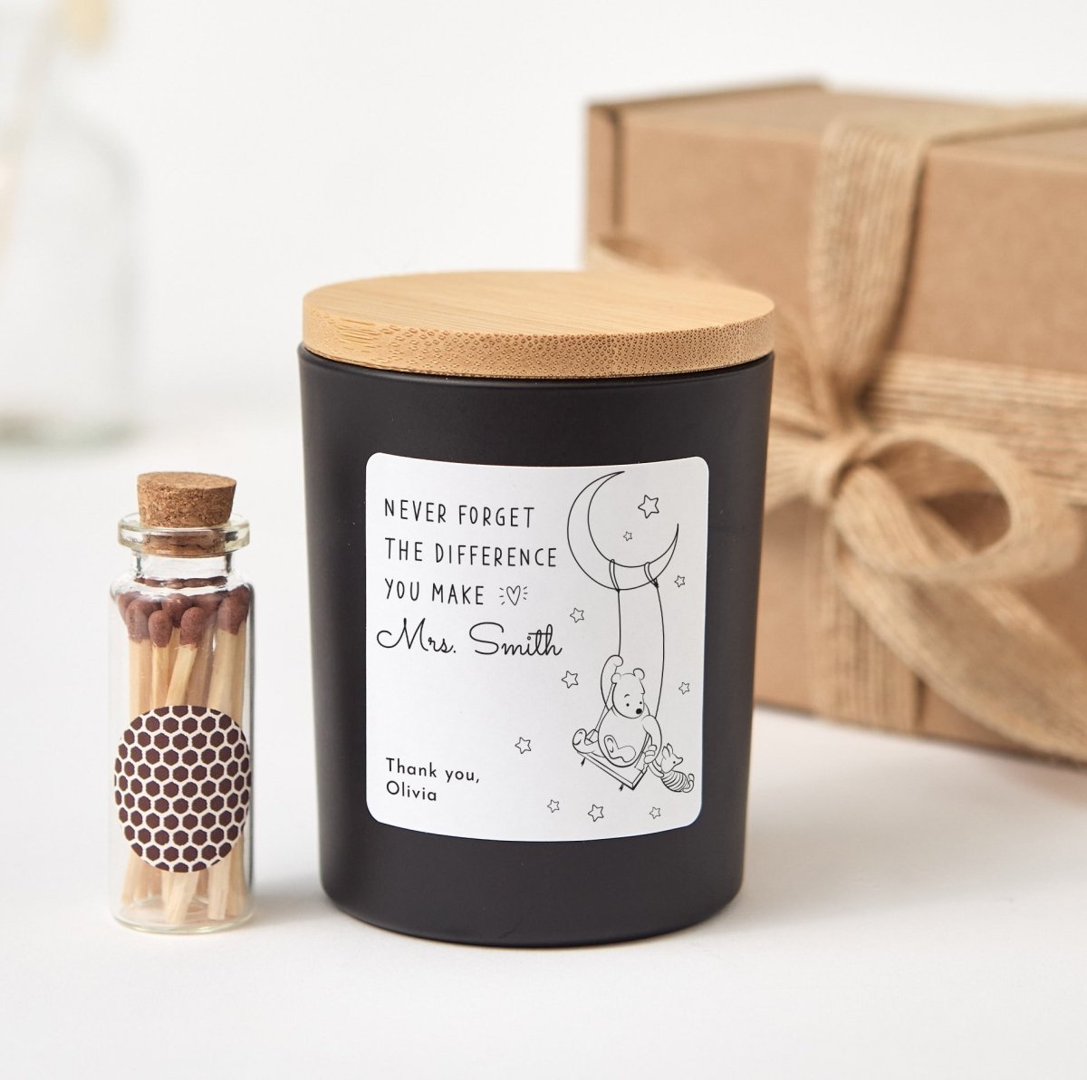 Personalized Teacher Thank You Candle Gift, Difference You Make Appreciation Present for Preschool or Elementary Teacher