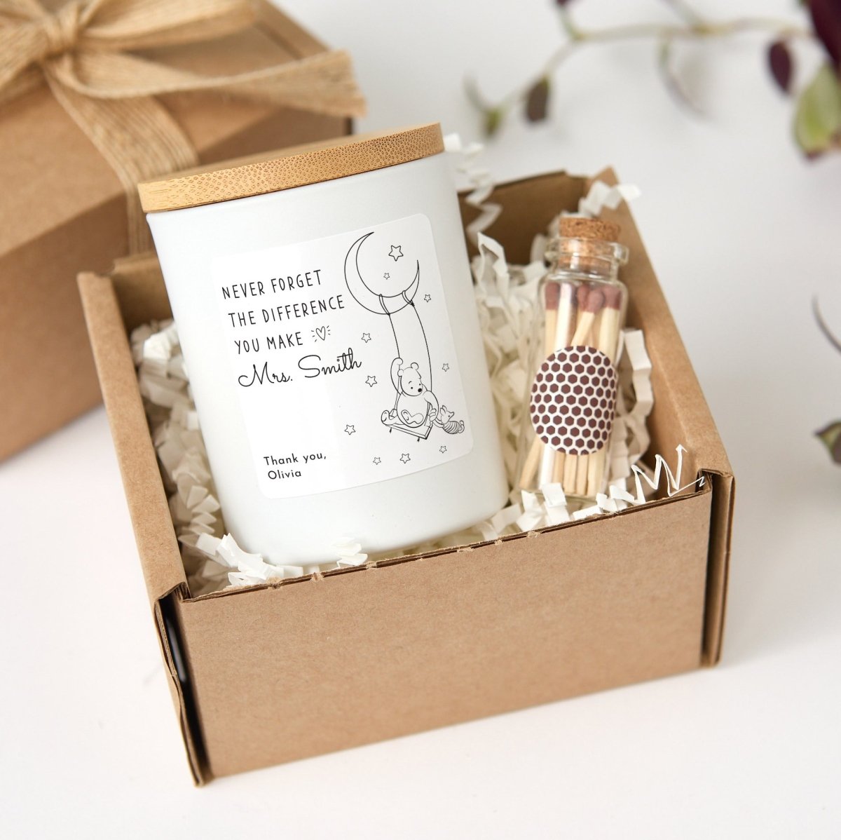 Personalized Teacher Thank You Candle Gift, Difference You Make Appreciation Present for Preschool or Elementary Teacher