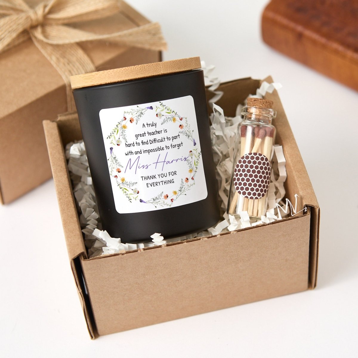 Personalized Teacher Thank You Candle Gift, Farewell Appreciation Present for End of School Year Keepsake