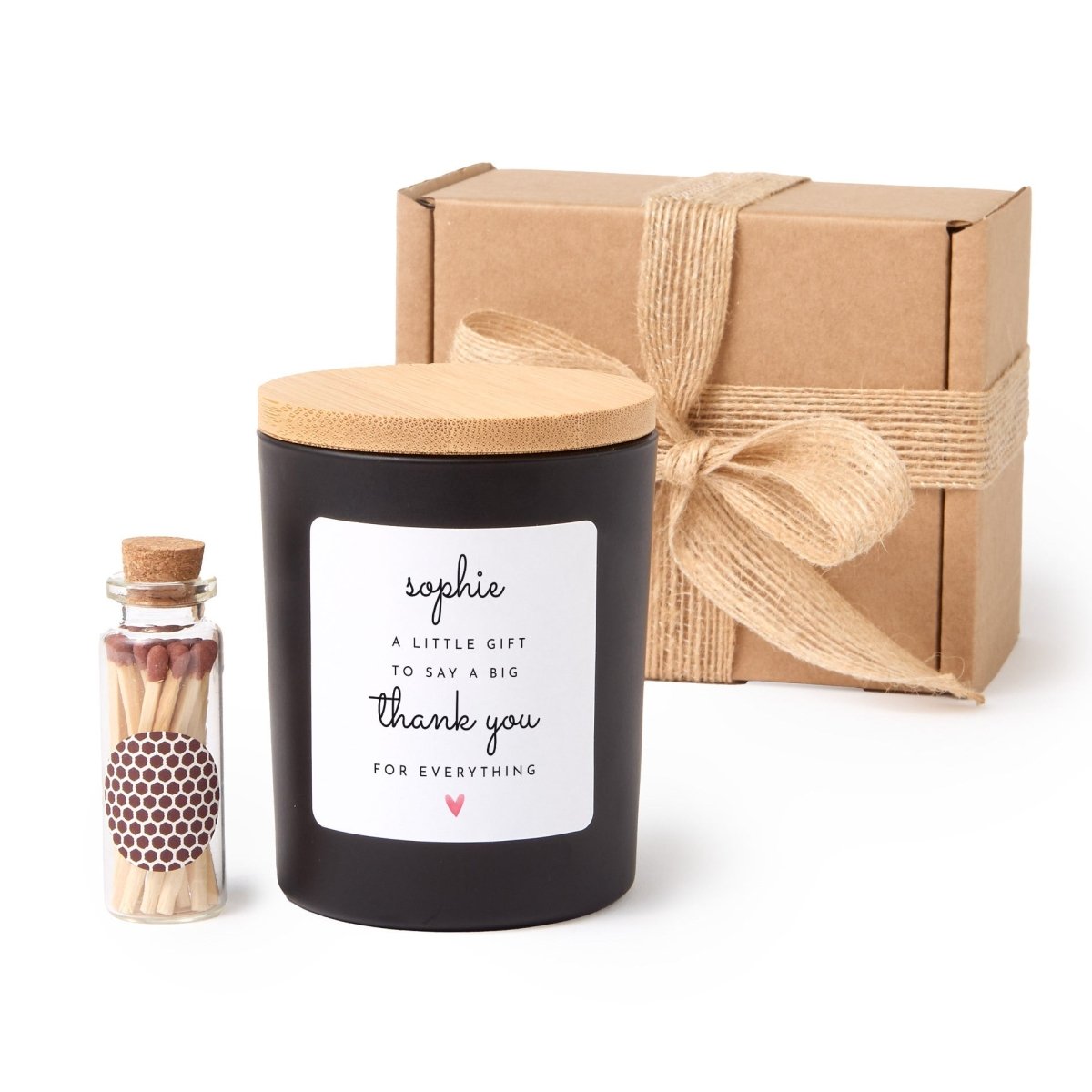 Personalized Thank You Candle for Her, A Little Gift to Say a Big Thank You for Everything, Boxed with Matches
