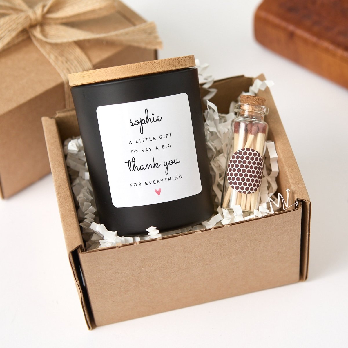 Personalized Thank You Candle for Her, A Little Gift to Say a Big Thank You for Everything, Boxed with Matches