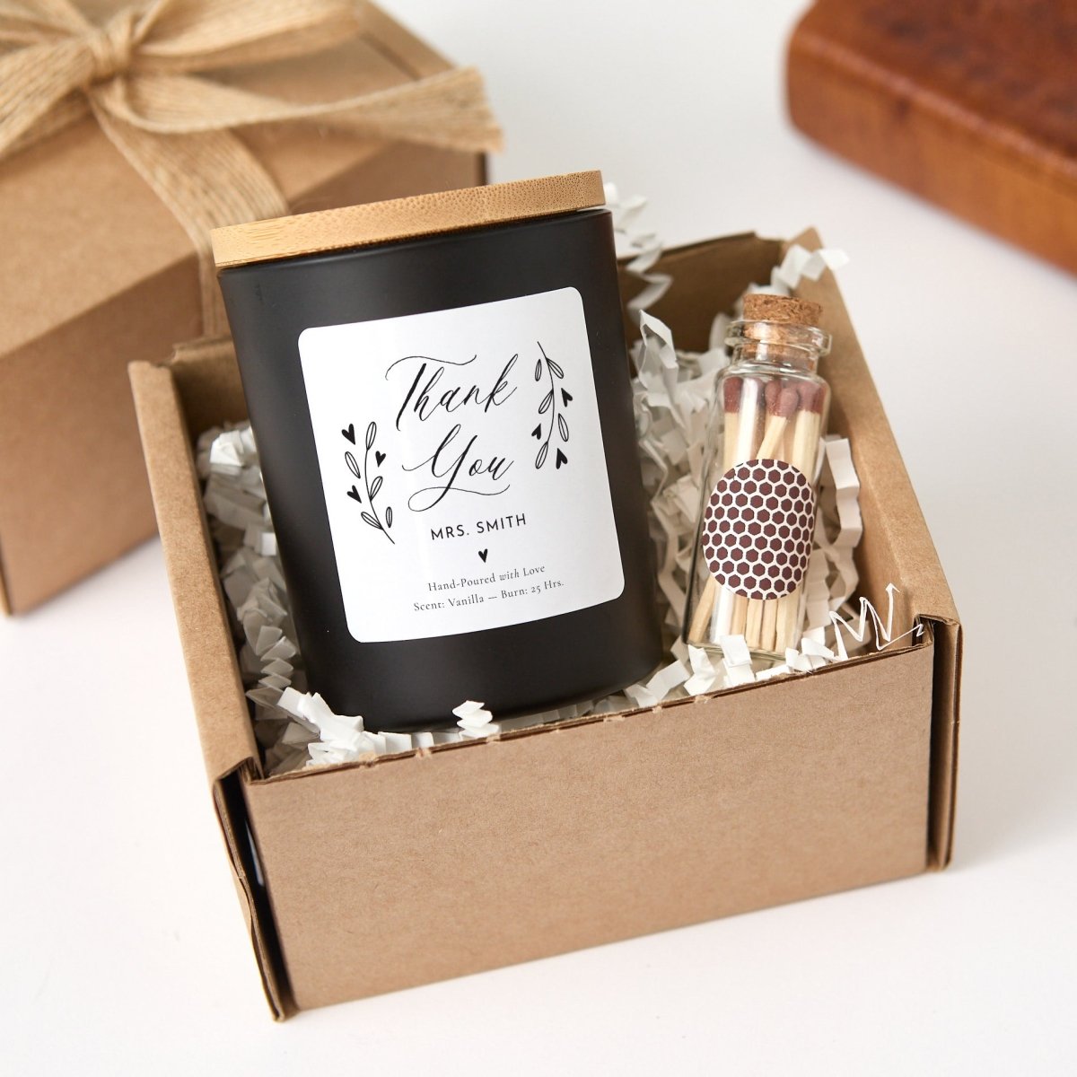 Personalized Thank You Teacher Candle Gift, Custom Appreciation Present, Elegant Soy Candle with Matches