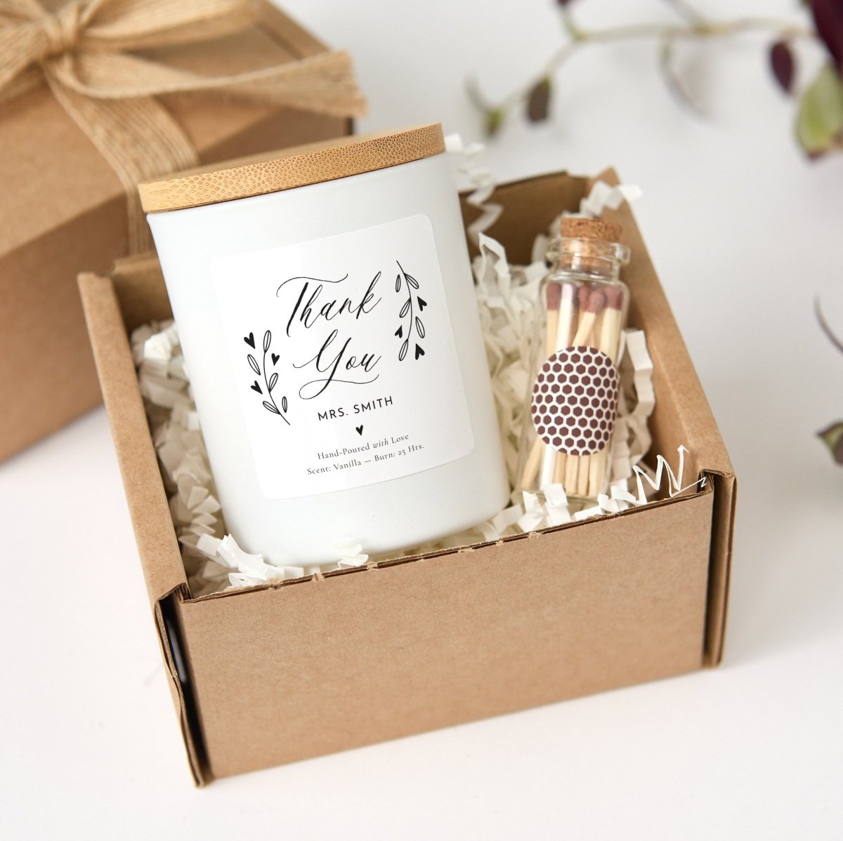 Personalized Thank You Teacher Candle Gift, Custom Appreciation Present, Elegant Soy Candle with Matches