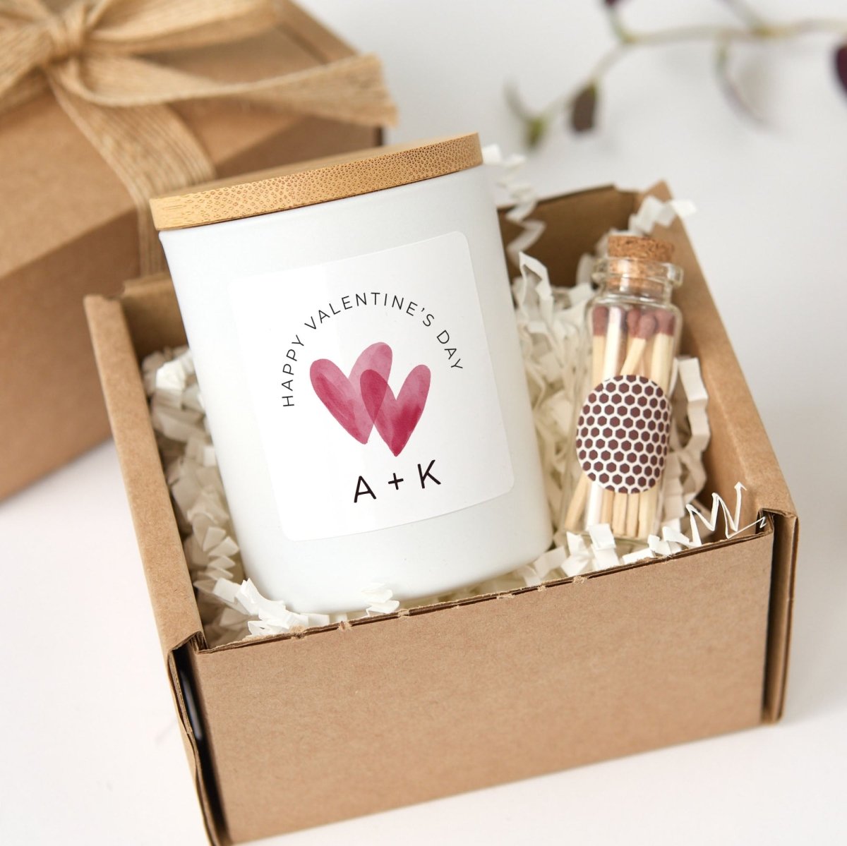 Personalized Valentine’s Day Candle Couple Keepsake, Soft Heart Home Decor with Gift Box and Matches