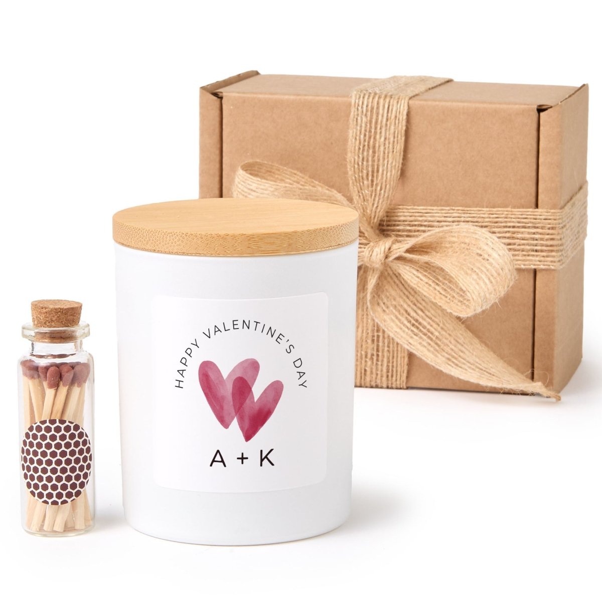 Personalized Valentine’s Day Candle Couple Keepsake, Soft Heart Home Decor with Gift Box and Matches
