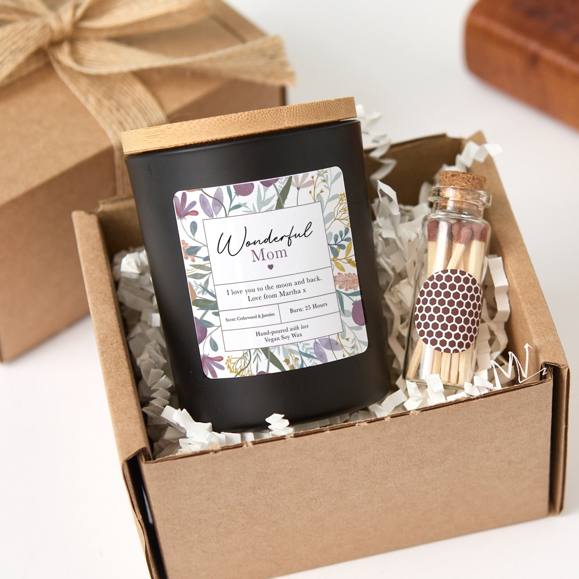 Personalized Wonderful Mom Scented Candle Gift | Custom Message Floral Design Mother's Day Present