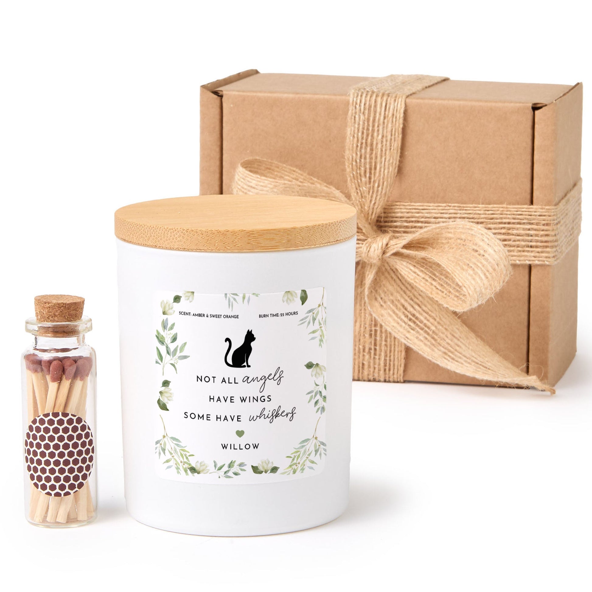 Pet Memorial Candle Gift | Not All Angels Have Wings Some Have Whiskers | Personalized Cat Lover Gift Box