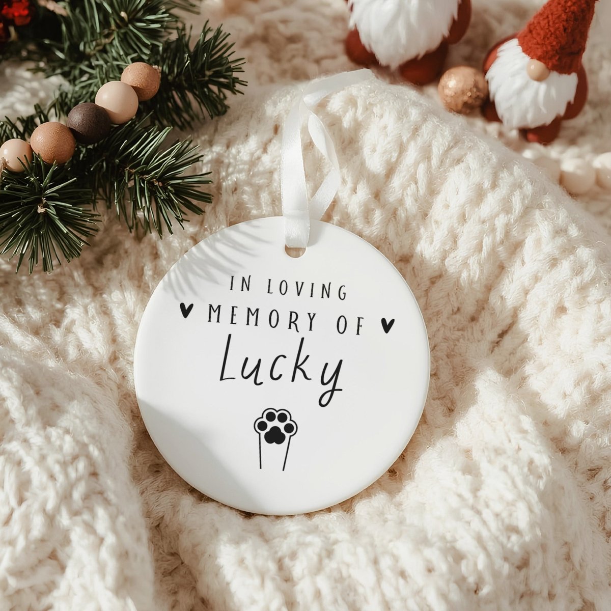Pet Memorial Candle, In Loving Memory of Lucky; Dog Loss Sympathy Gift with Keepsake Ornament and Gift Box