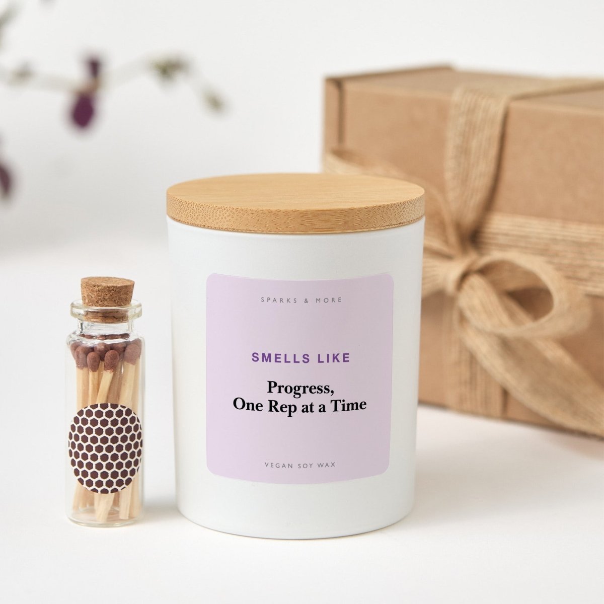 Physical Therapy Candle, Progress, One Rep at a Time Gift for PT or Rehab Therapist, Soy Candle with Box