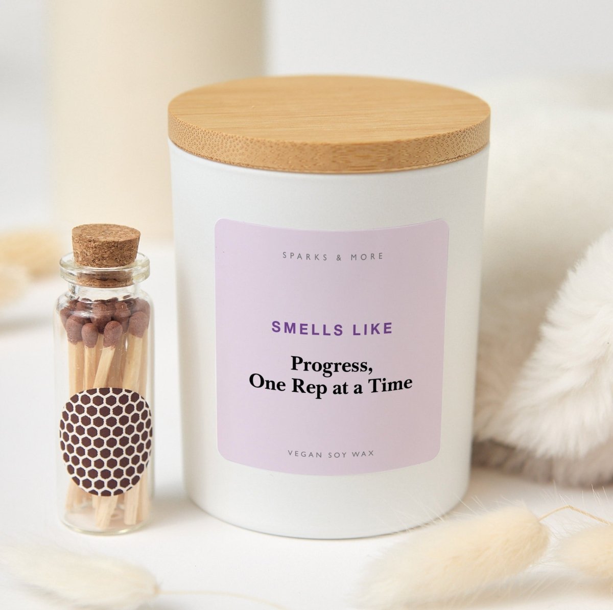 Physical Therapy Candle, Progress, One Rep at a Time Gift for PT or Rehab Therapist, Soy Candle with Box