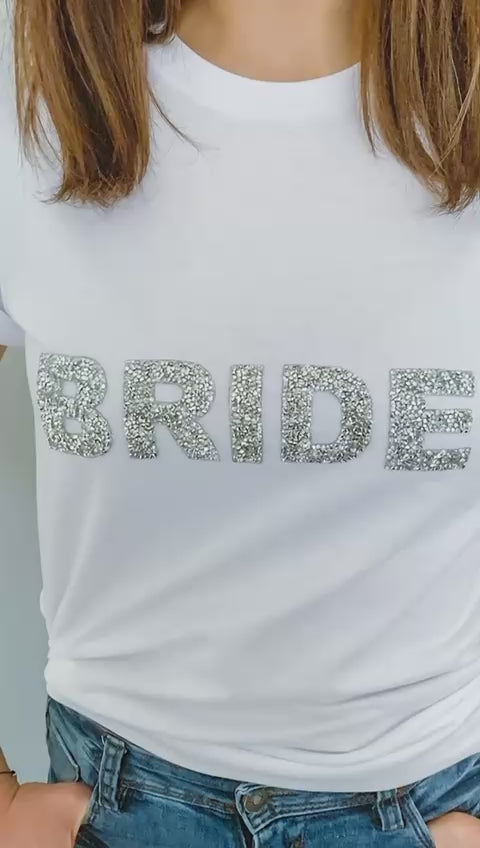 Sparkly Rhinestone Bride Tshirt Bridal Shower Engagement Gift, Bride To Be Tops