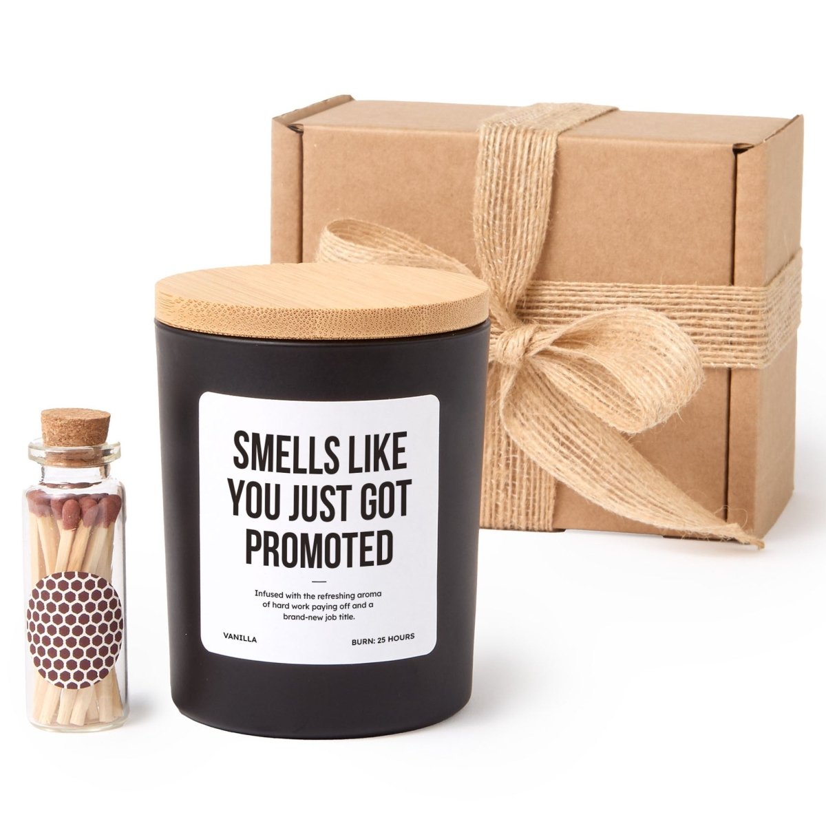Promotion Scented Candle, New Job Gift for Coworker Boss Friend, Congratulations Present with Box, Matches