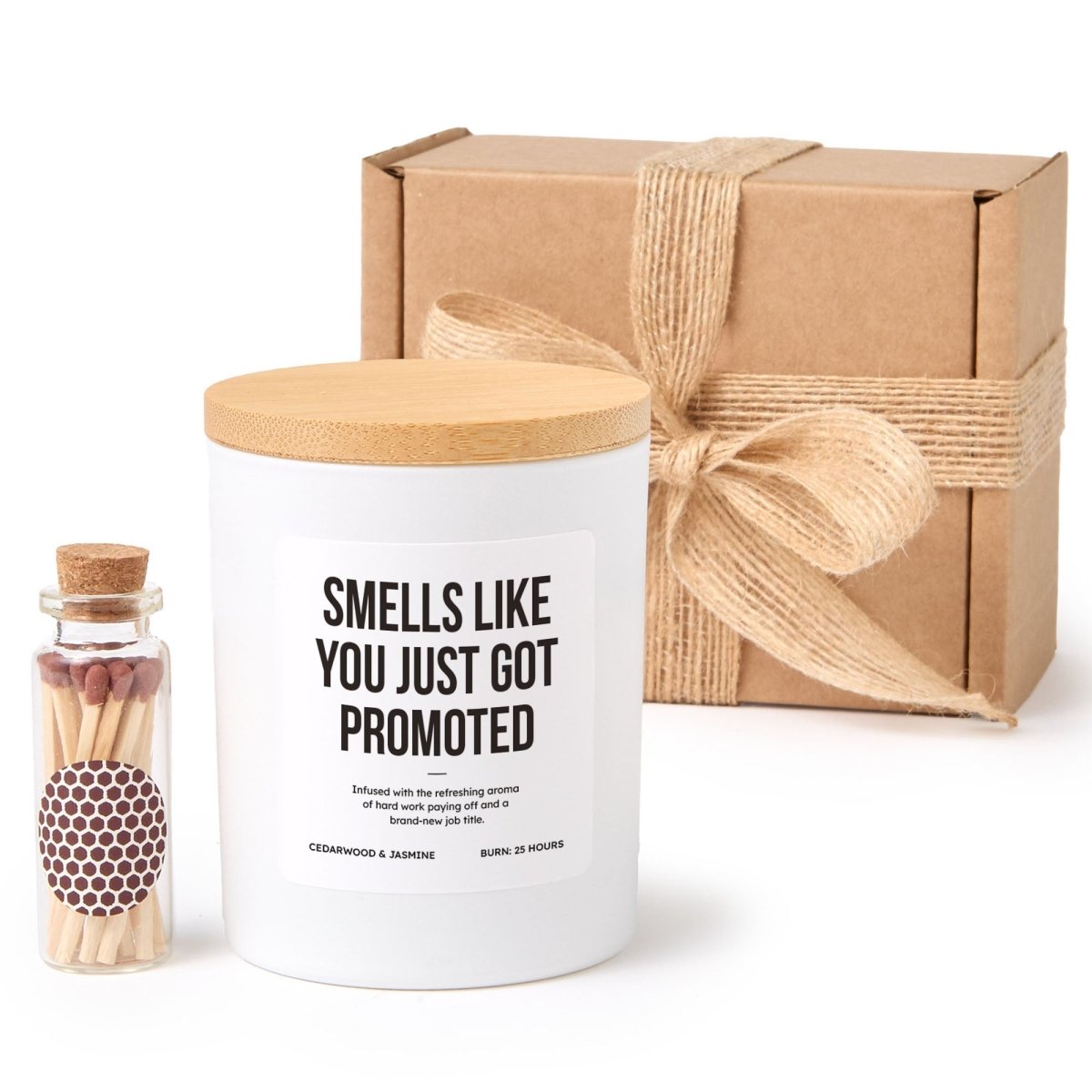 Promotion Scented Candle, New Job Gift for Coworker Boss Friend, Congratulations Present with Box, Matches