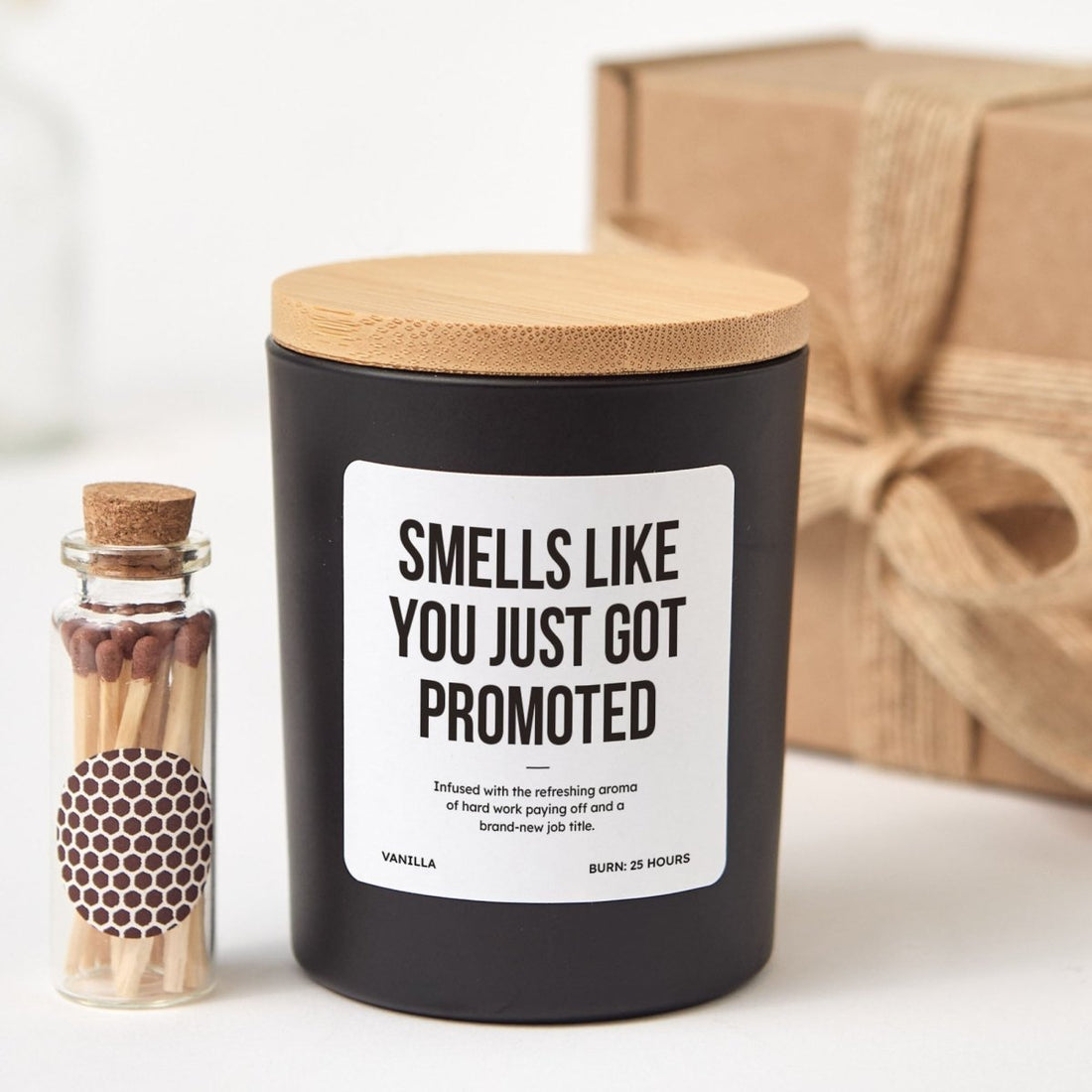 Promotion Scented Candle, New Job Gift for Coworker Boss Friend, Congratulations Present with Box, Matches