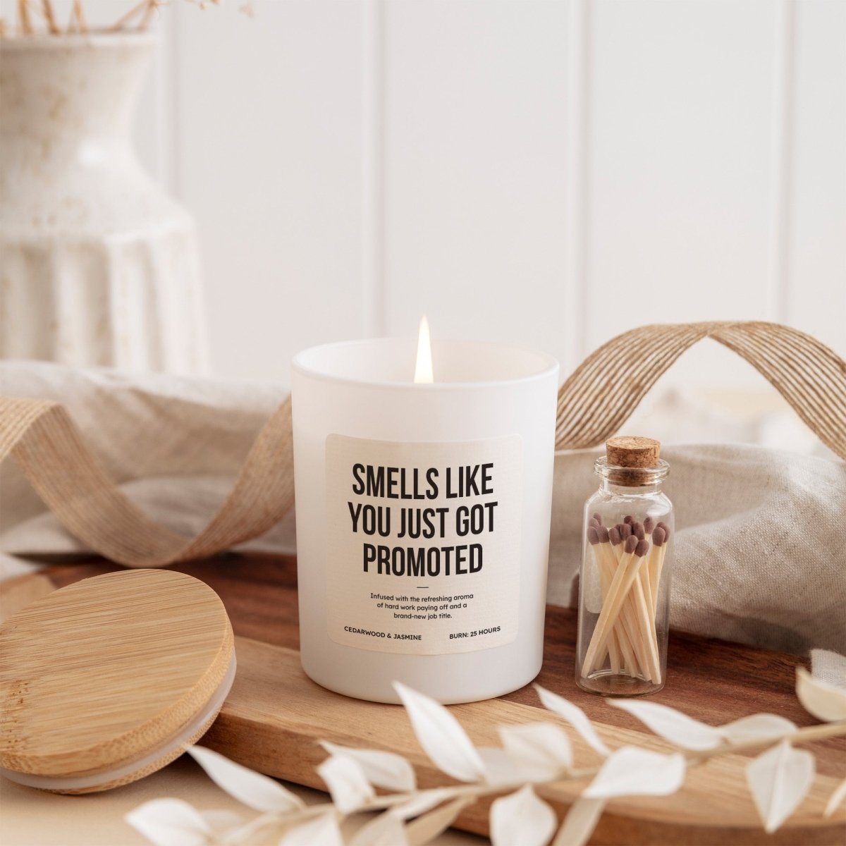 Promotion Scented Candle, New Job Gift for Coworker Boss Friend, Congratulations Present with Box, Matches