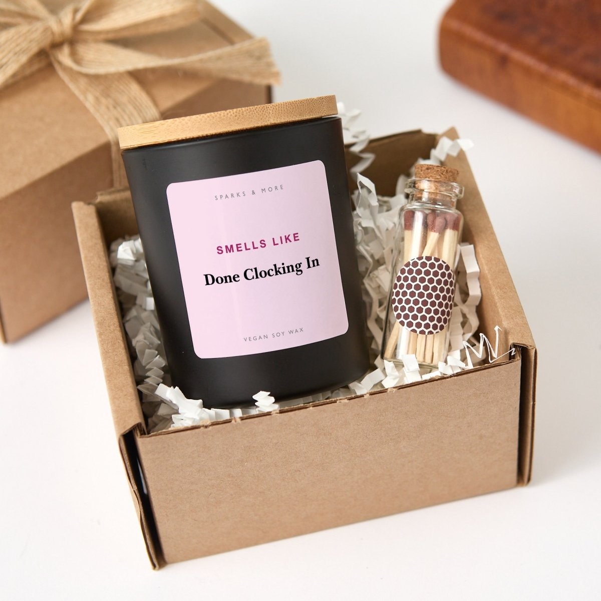 Retirement Candle, Done Clocking In Gift for Coworker Boss or Employee, Soy Candle with Gift Box and Mini Matches