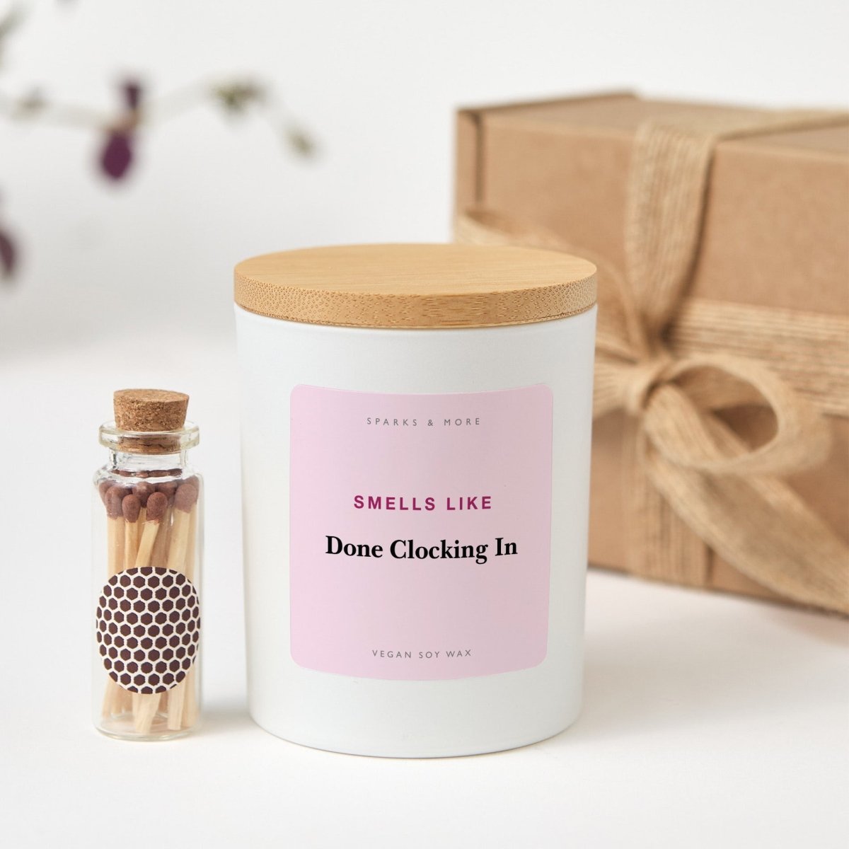 Retirement Candle, Done Clocking In Gift for Coworker Boss or Employee, Soy Candle with Gift Box and Mini Matches