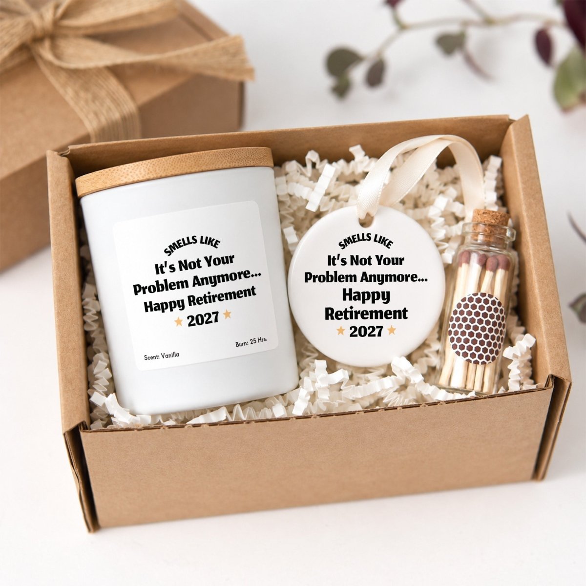 Retirement Candle, “Smells Like It’s Not Your Problem Anymore” Gift with Keepsake Ornament, Box