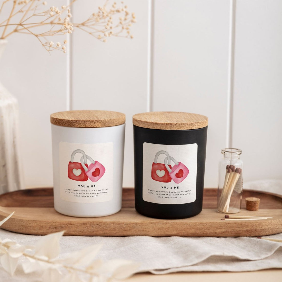 Romantic Scented Candle for Valentine’s Day Wife Gift, Love Lock Home Decor with Gift Box and Matches