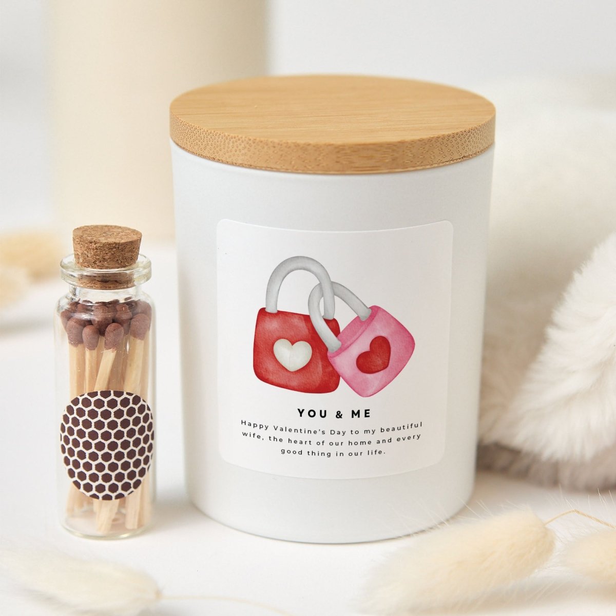 Romantic Scented Candle for Valentine’s Day Wife Gift, Love Lock Home Decor with Gift Box and Matches