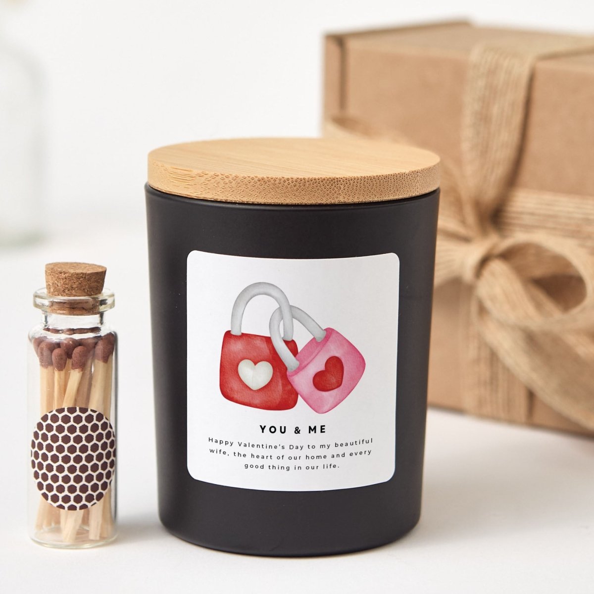 Romantic Scented Candle for Valentine’s Day Wife Gift, Love Lock Home Decor with Gift Box and Matches