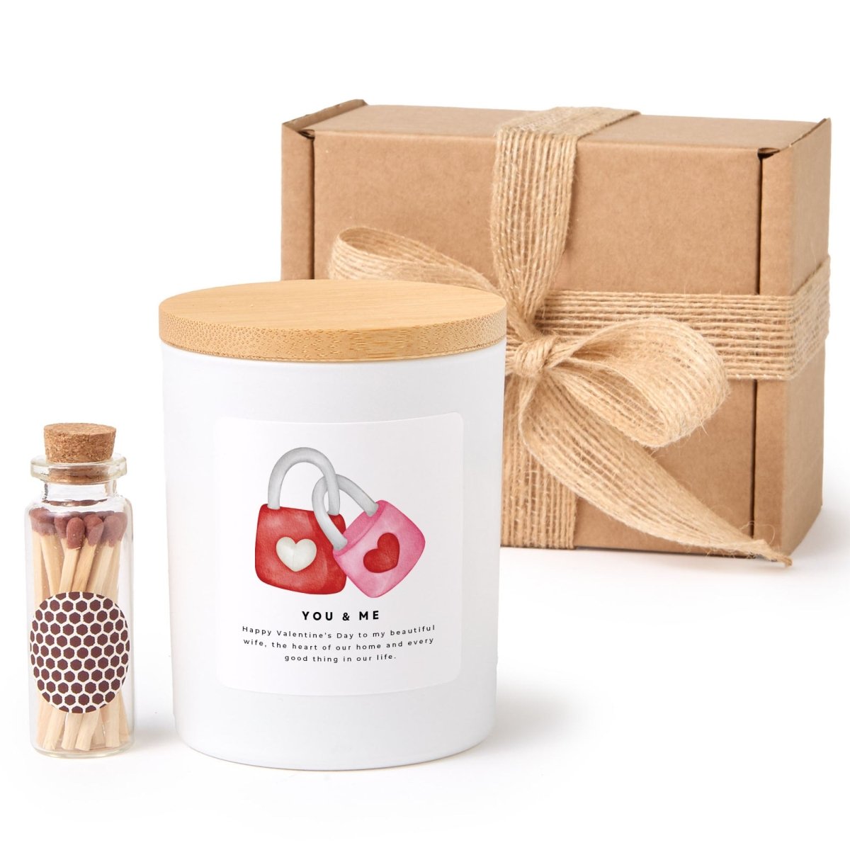 Romantic Scented Candle for Valentine’s Day Wife Gift, Love Lock Home Decor with Gift Box and Matches