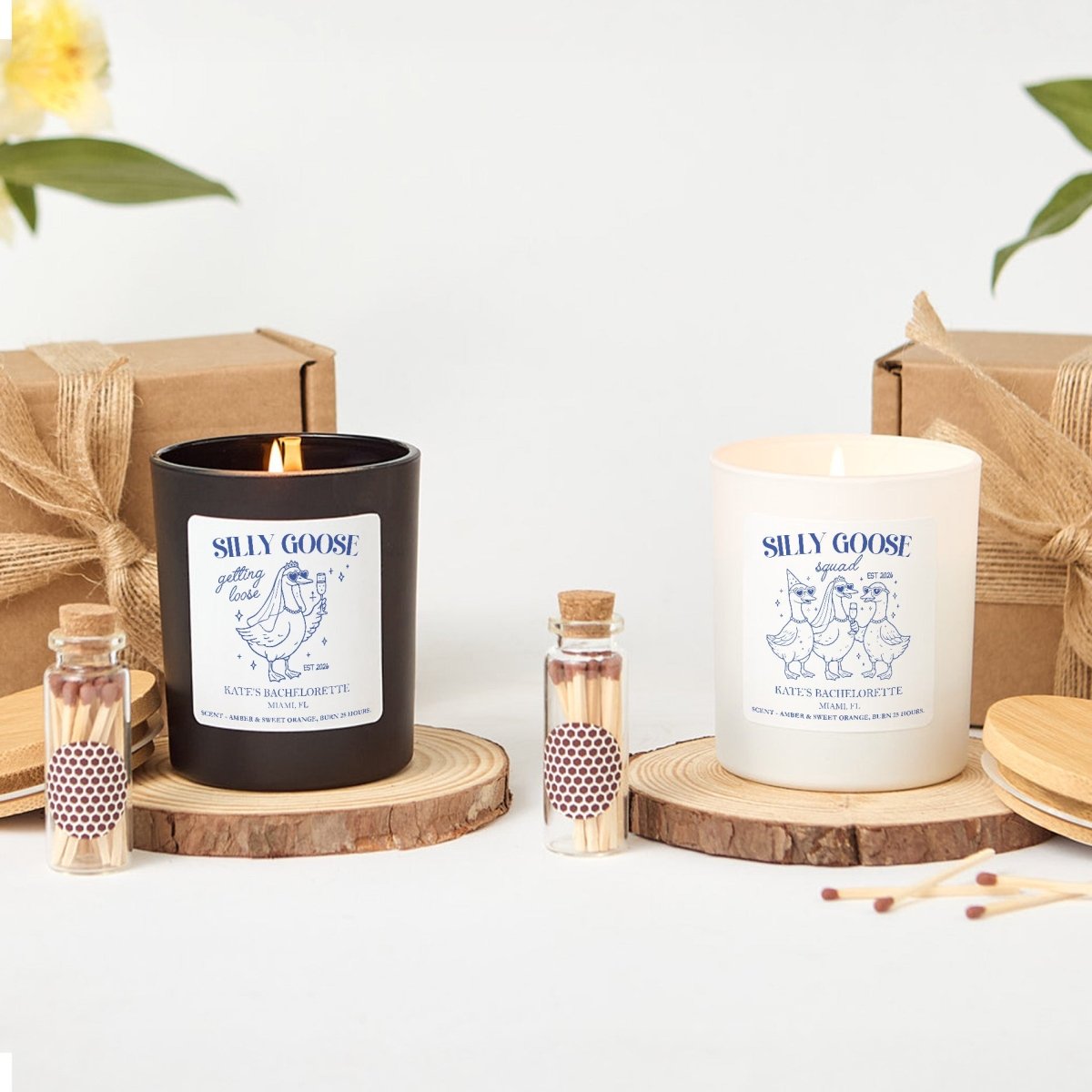 Silly Goose Bachelorette Candle, Funny Bride Gift, Custom Party Favor Present With Gift Box And Mini Matches