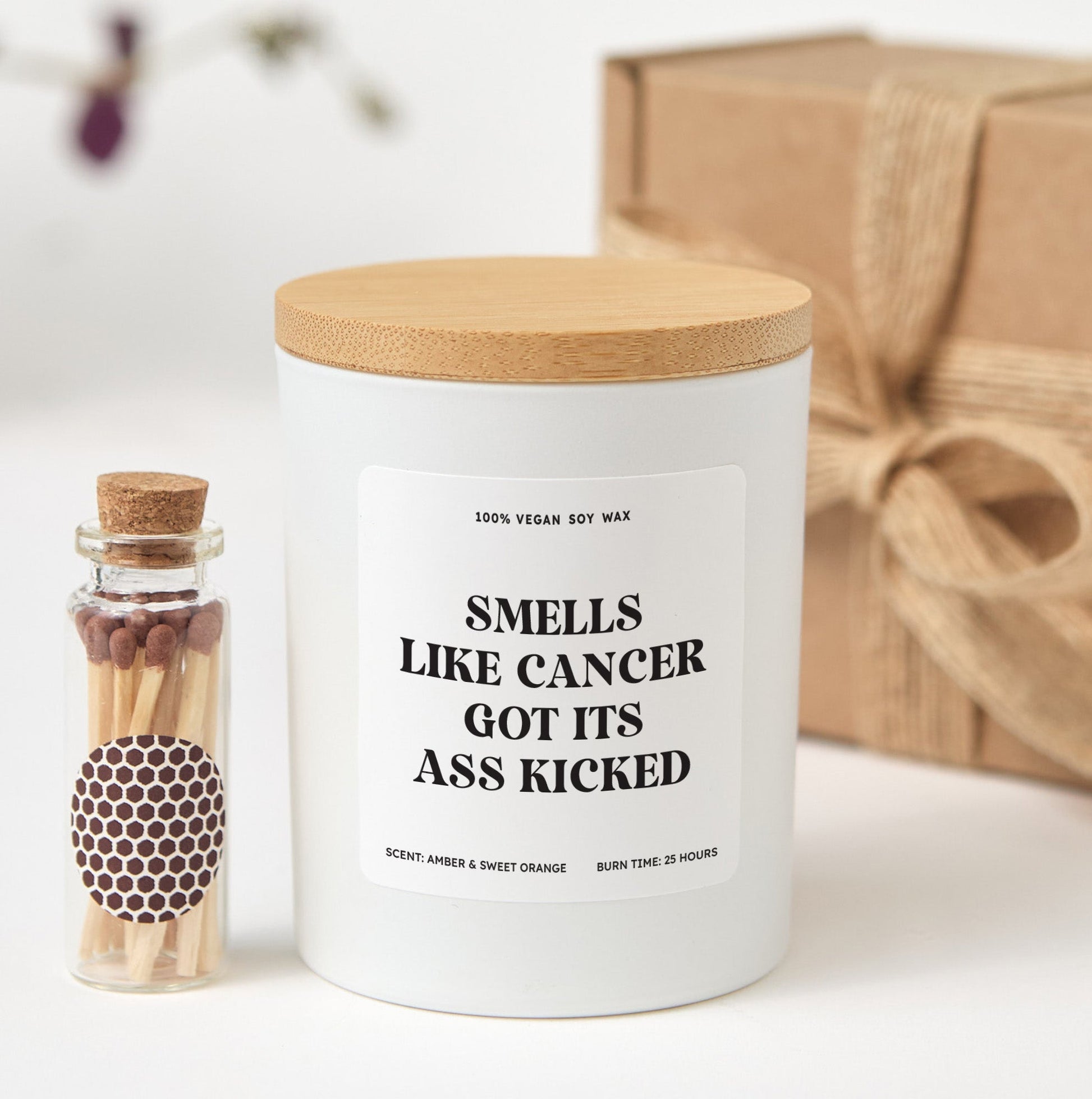 Smells Like Cancer Got Its Ass Kicked Candle | Funny Recovery Candle | Cancer Survivor Gift | Support Gift For Her Him