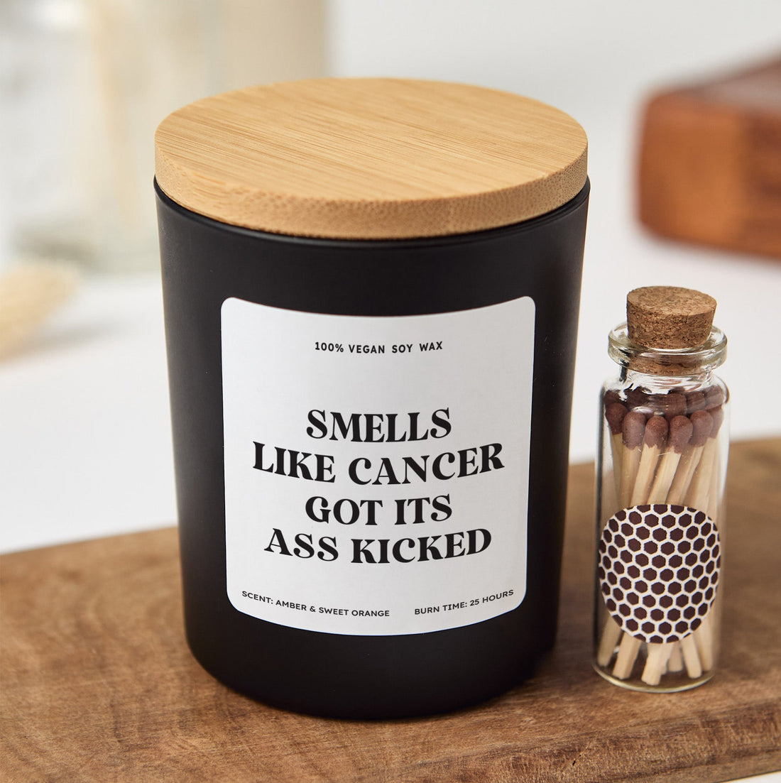 Smells Like Cancer Got Its Ass Kicked Candle | Funny Recovery Candle | Cancer Survivor Gift | Support Gift For Her Him