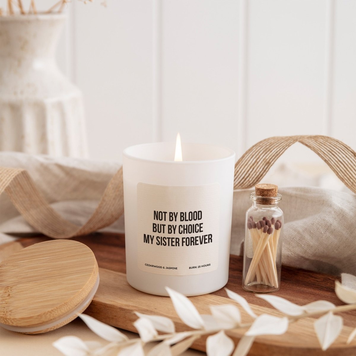 Soul Sister Candle, Gift for Best Friend Like Family, Emotional Quote Present for Her, Thoughtful Keepsake with Box, Matches