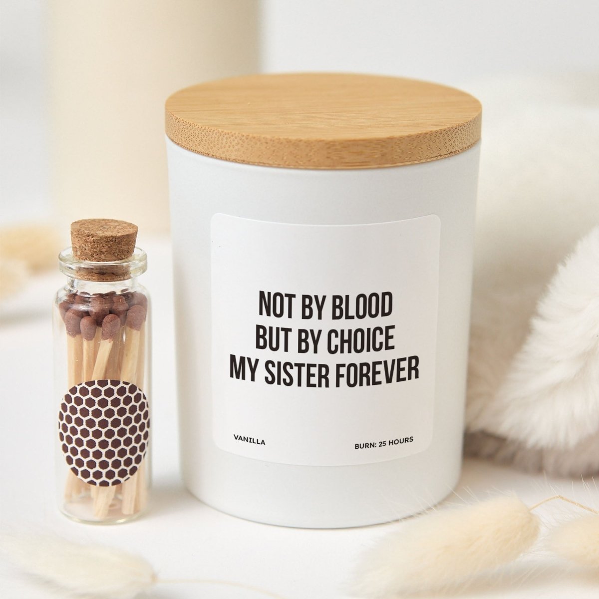 Soul Sister Candle, Gift for Best Friend Like Family, Emotional Quote Present for Her, Thoughtful Keepsake with Box, Matches