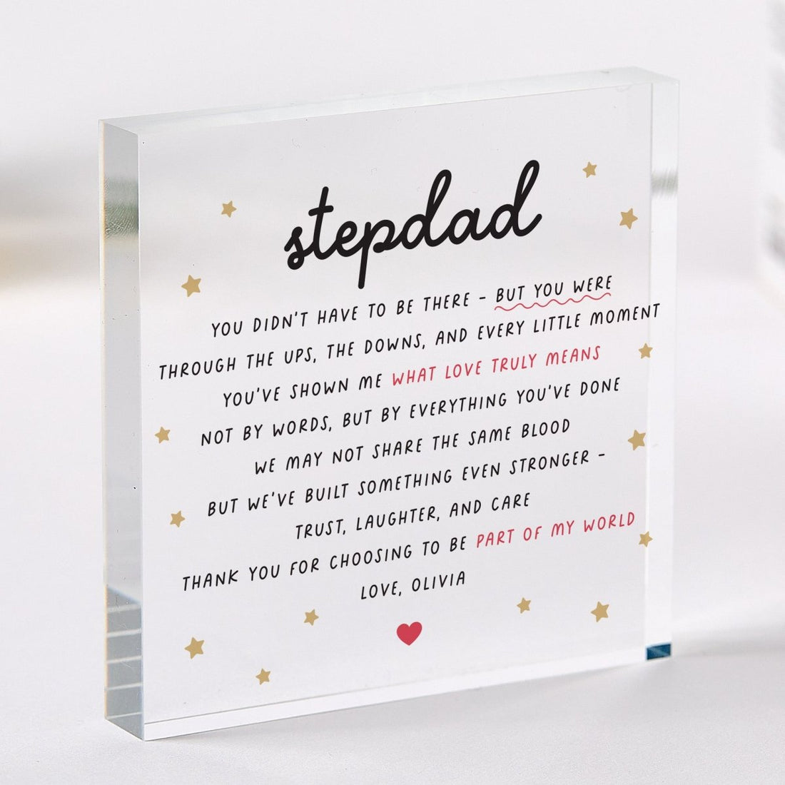 Stepdad Plaque Gift for Step Father, Personalized Acrylic Keepsake, Bonus Dad Thank You Present