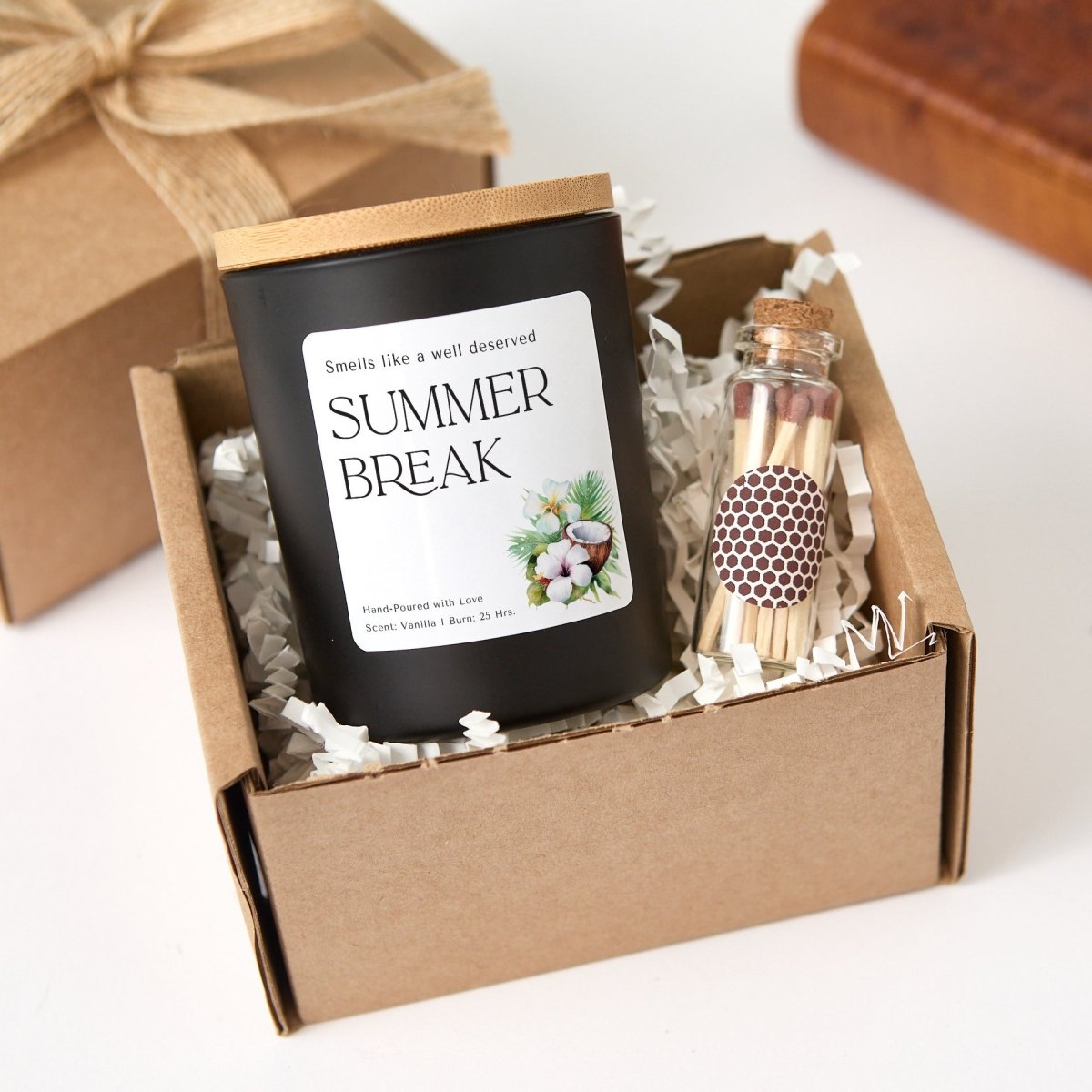 Summer Break Teacher Candle Gift, End of Year Appreciation Present for Educator, Funny Vacation Soy Candle with Matches