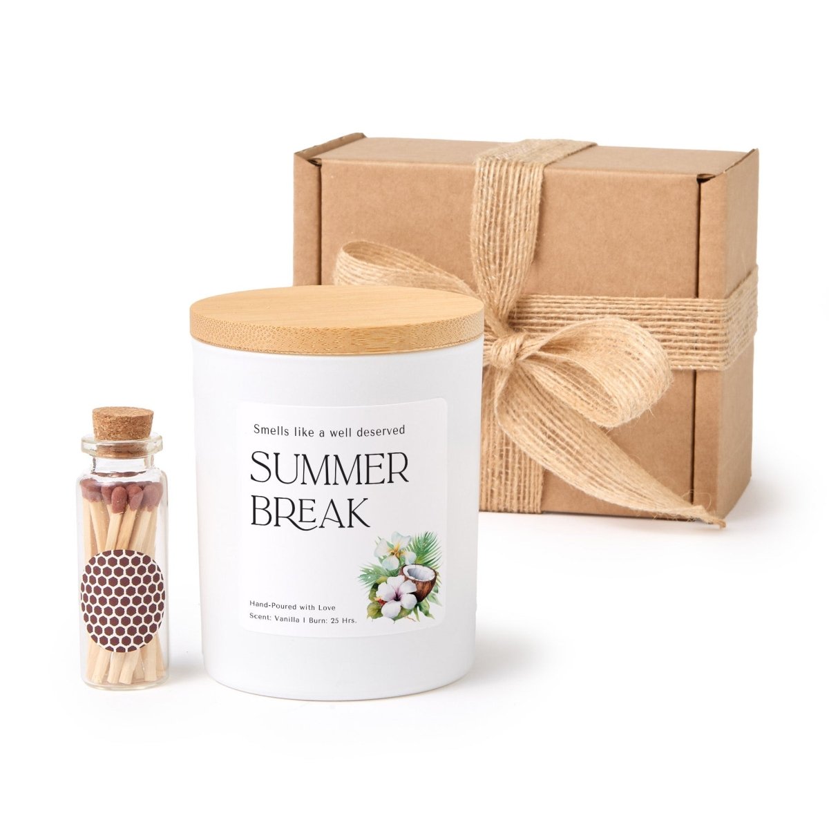 Summer Break Teacher Candle Gift, End of Year Appreciation Present for Educator, Funny Vacation Soy Candle with Matches