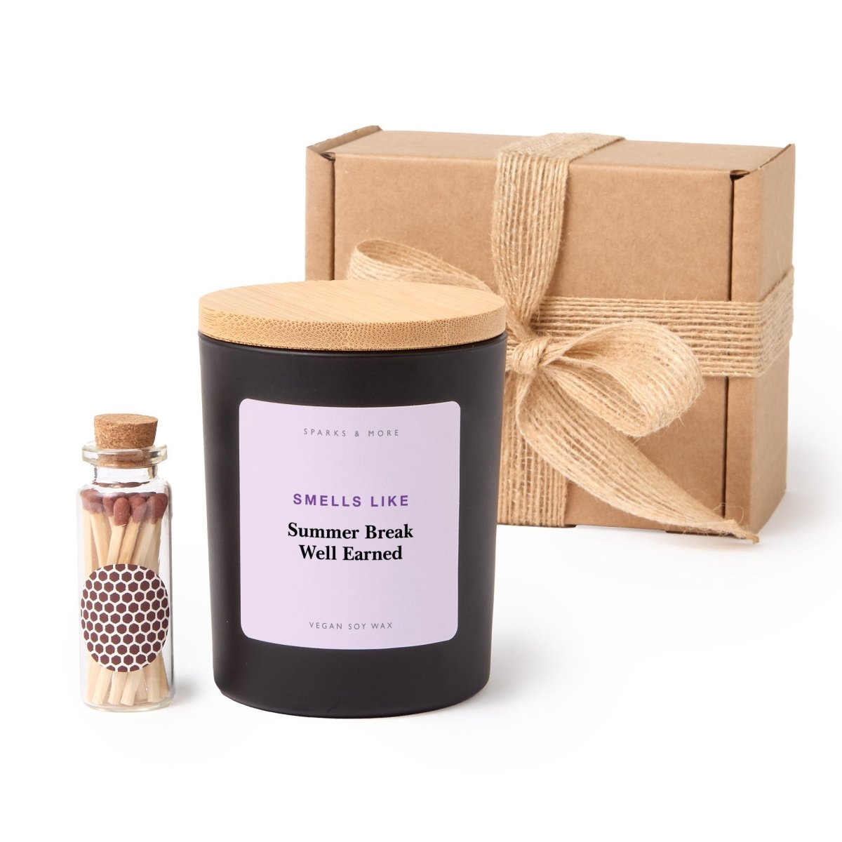 Teacher Candle, Summer Break Well Earned Gift for Teacher or Educator, Soy Candle with Gift Box and Mini Matches