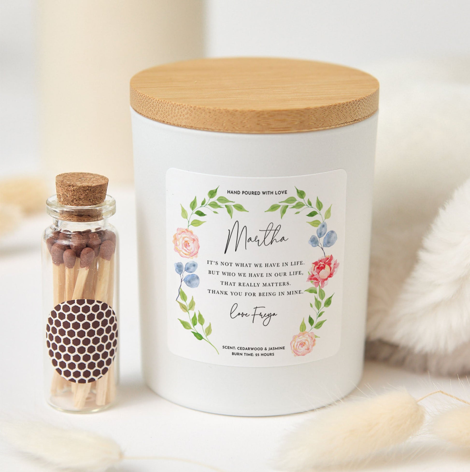 Thank You Friend Gift | Personalized Soy Wax Candle with Gift Box, Cozy Fragrance & Appreciation Message