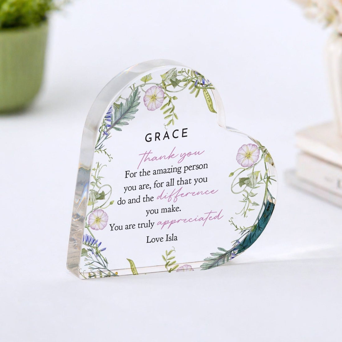 Thank You Plaque Gift for Her, Personalized Acrylic Keepsake, Appreciation Present for Coworker Friend