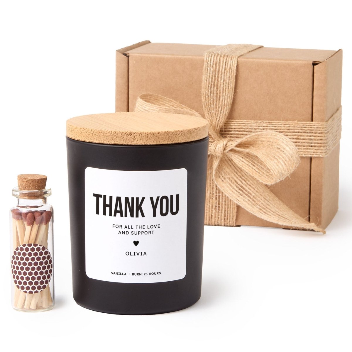 Thank You Scented Candle, Appreciation Gift for Friend Teacher Coworker, Gratitude Present Idea, Keepsake with Matches
