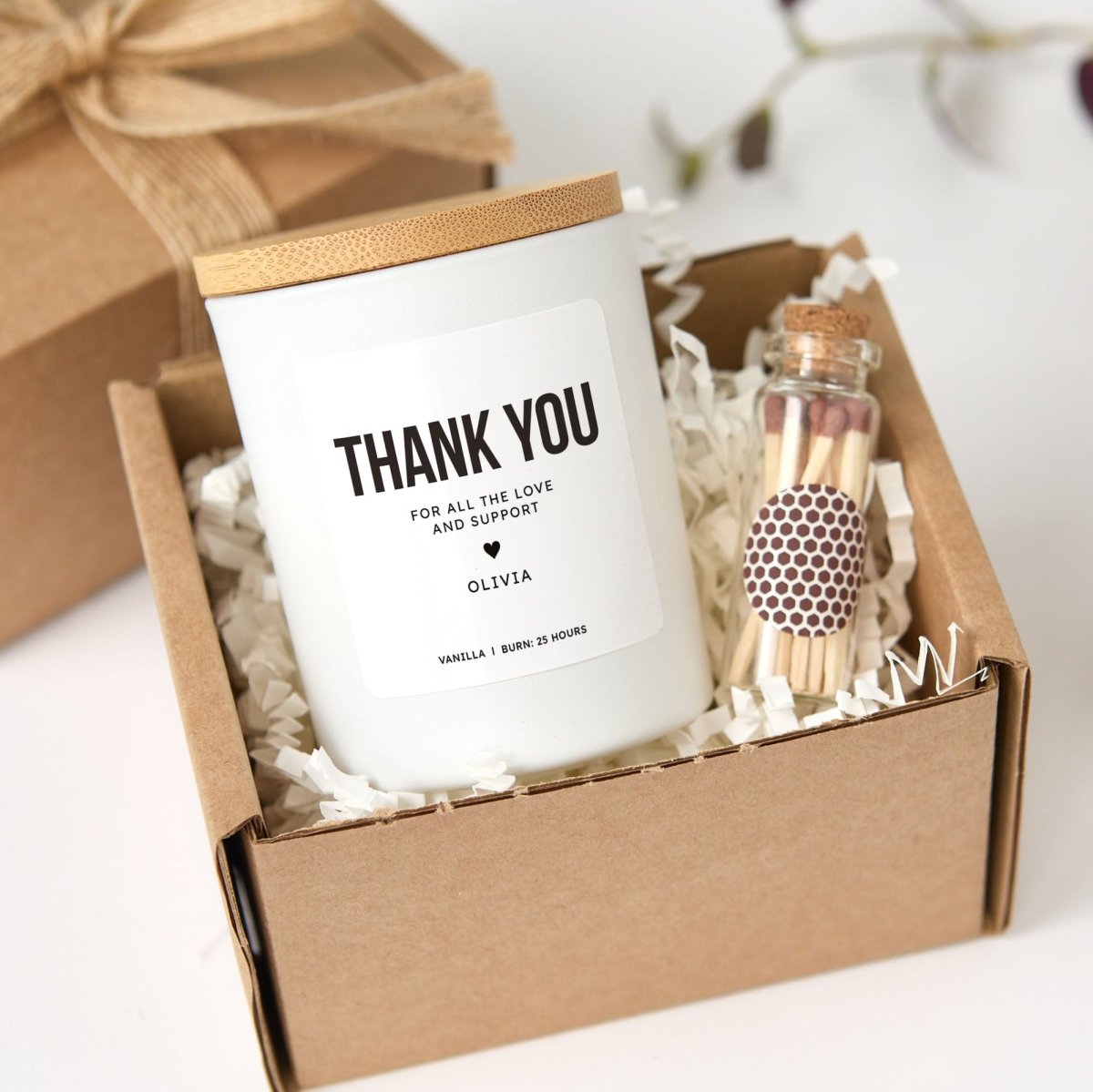 Thank You Scented Candle, Appreciation Gift for Friend Teacher Coworker, Gratitude Present Idea, Keepsake with Matches