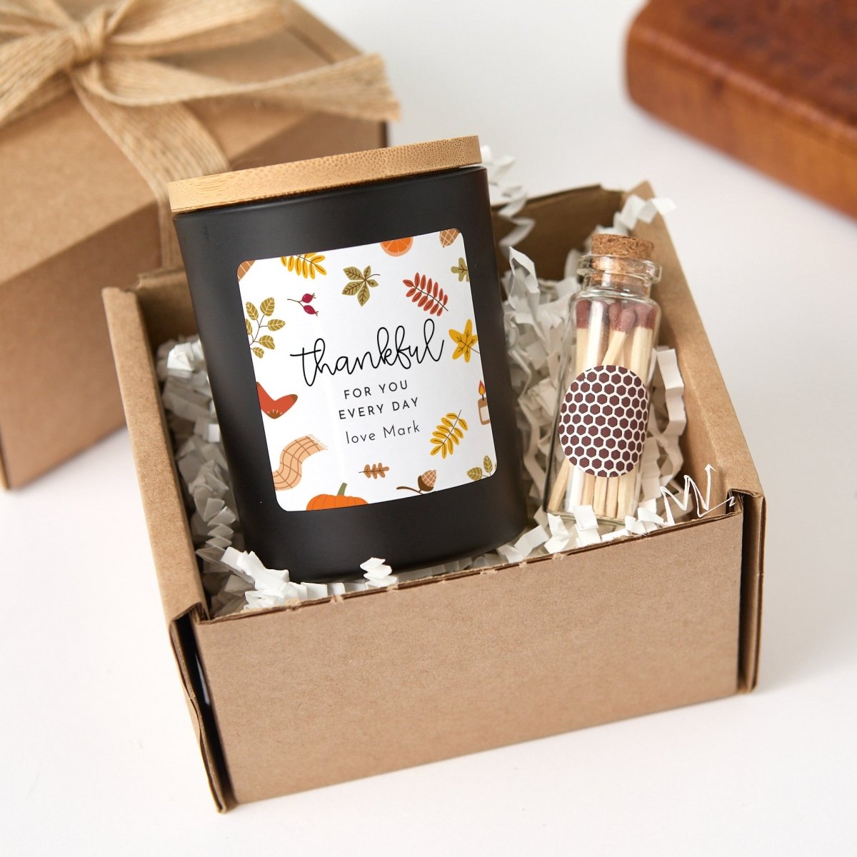 Thankful for You Every Day Soy Candle, Thoughtful Appreciation Gift for Him or Her, Boxed with Wooden Matches